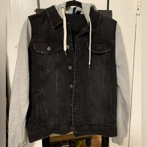 H&M Denim Sweater Jacket With Detachable Hood